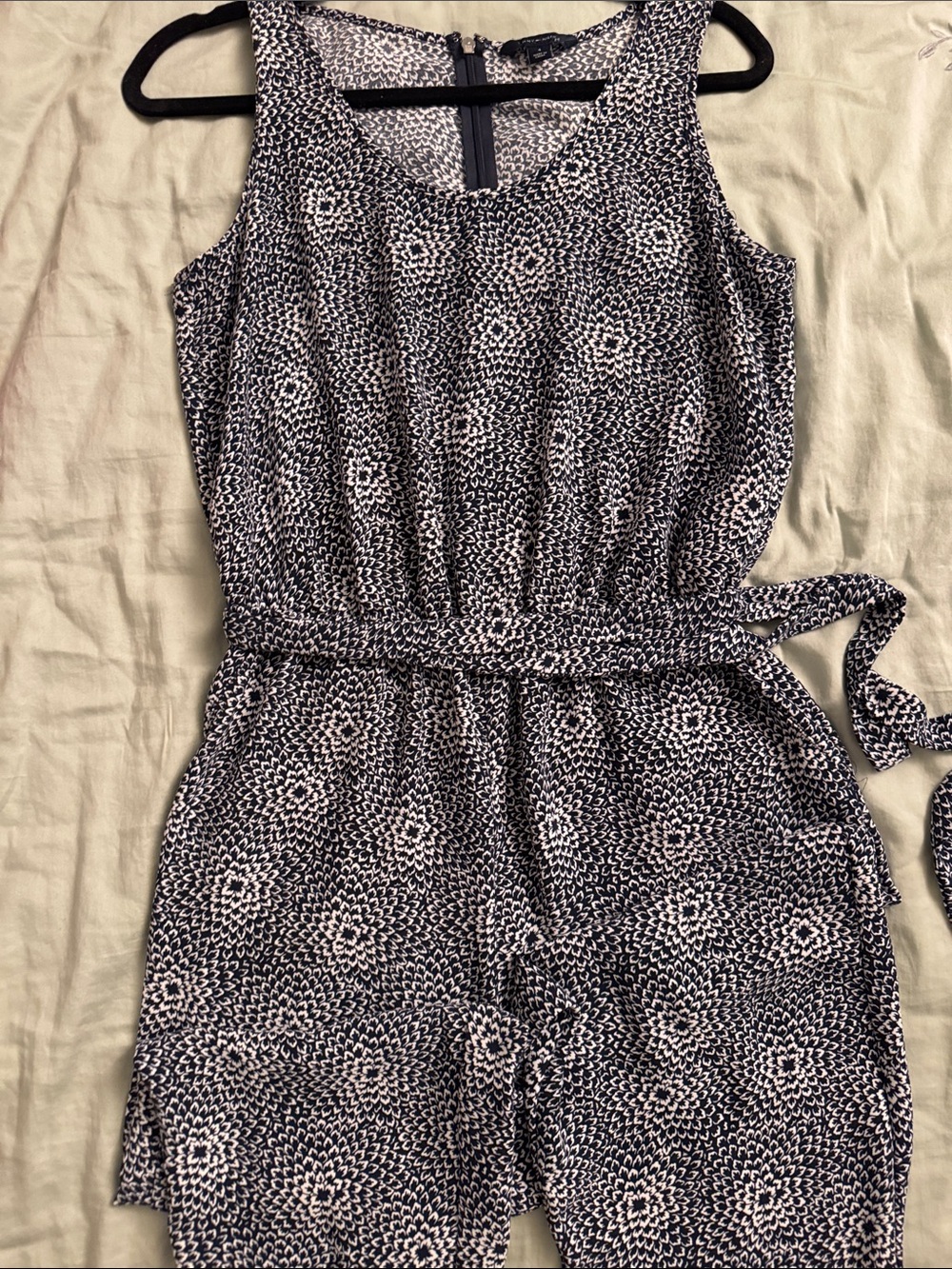 Tommy Hilfiger Navy and White Printed Girls One-Piece Romper